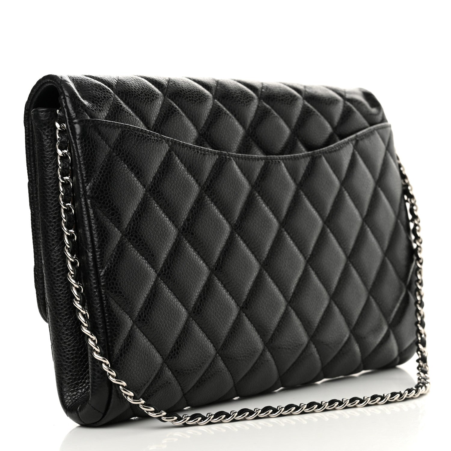 Caviar Quilted Clutch With Chain Flap Black