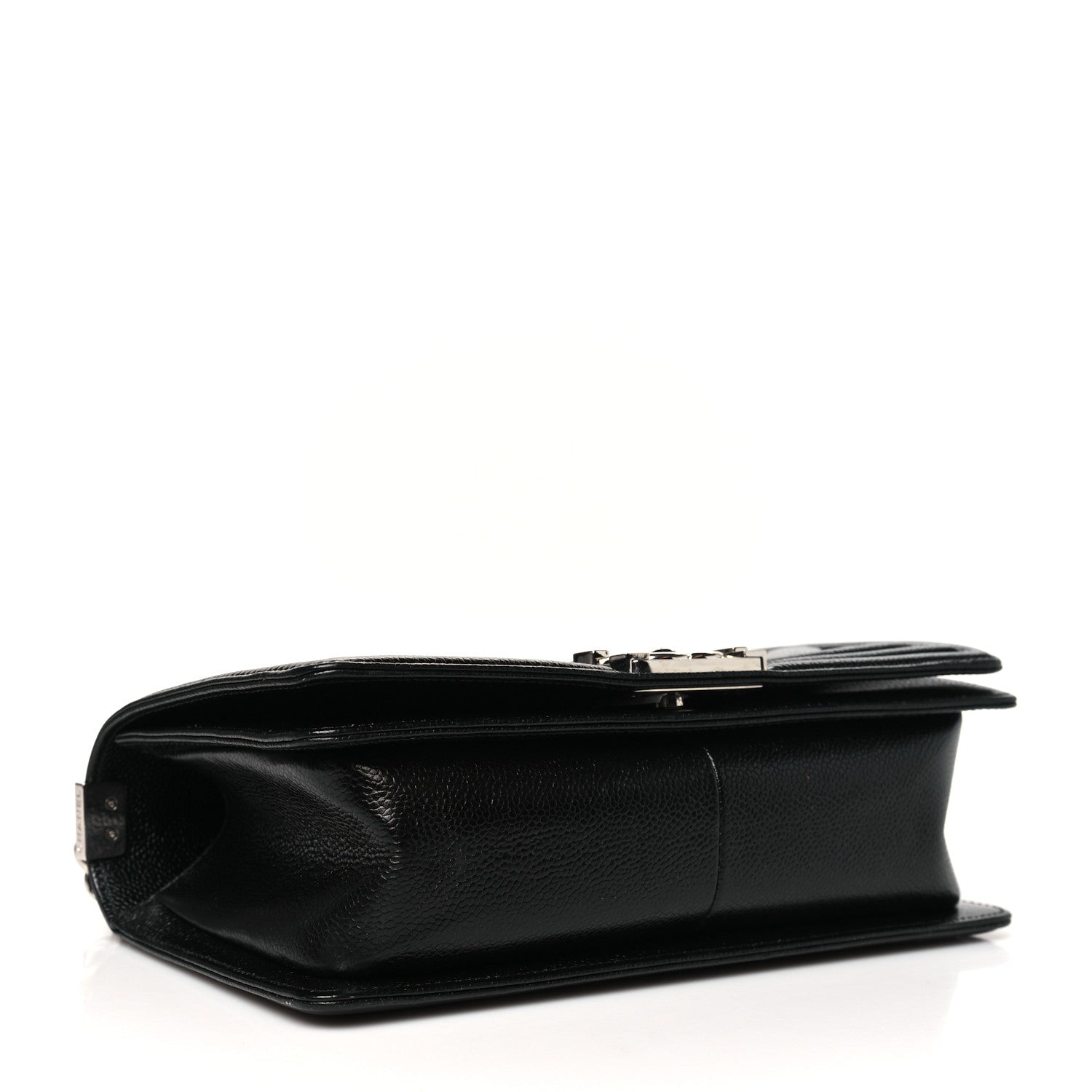 Caviar Chevron Quilted Medium Boy Flap Black