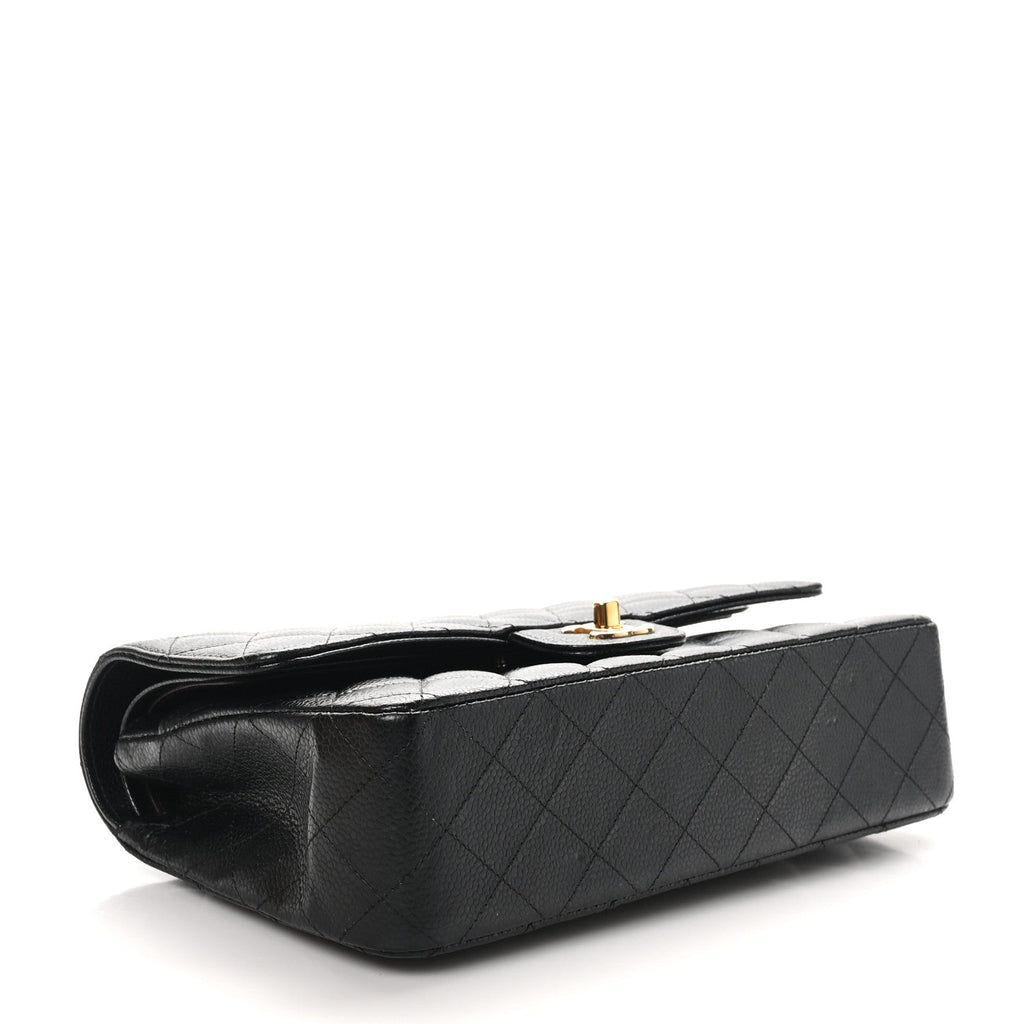 Caviar Quilted Medium Double Flap Black