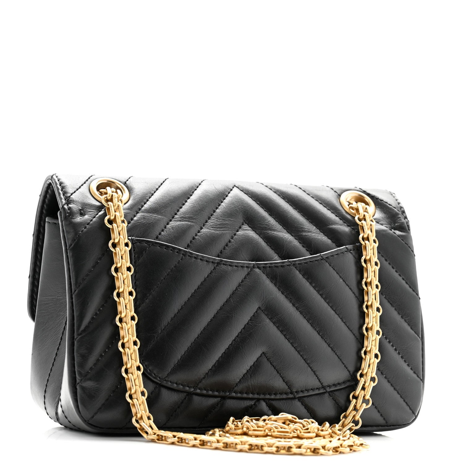 Aged Calfskin Chevron Quilted 2.55 Reissue Mini Flap Black