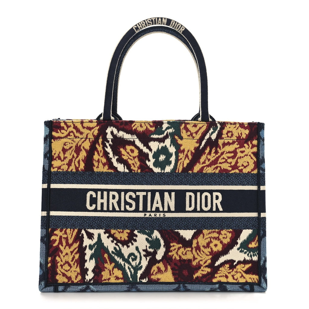 Canvas Embroidered Paisley Medium Book Tote Blue Multicolor