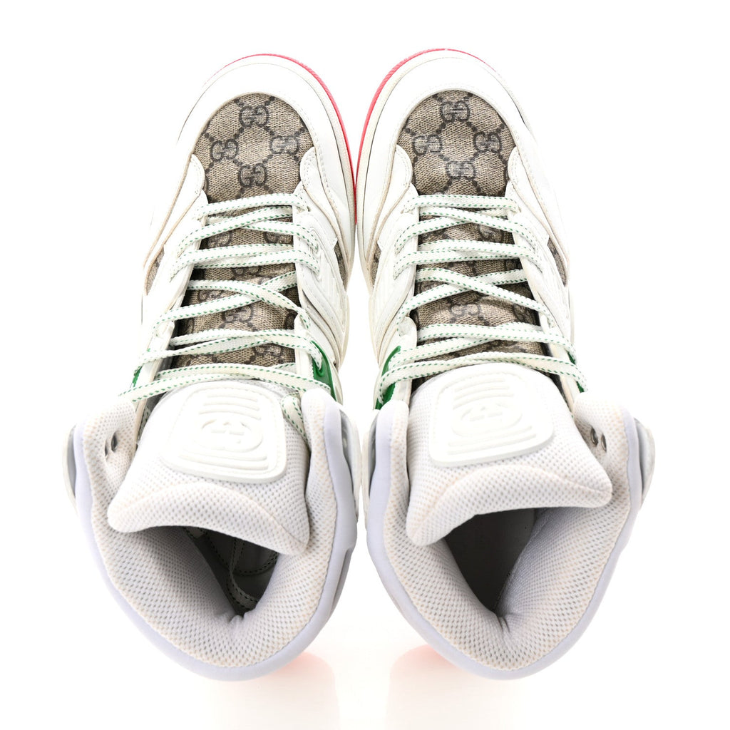 Demetra GG Supreme Monogram Mens Basket High Top Sneakers 8.5 Great White Beige Ebony