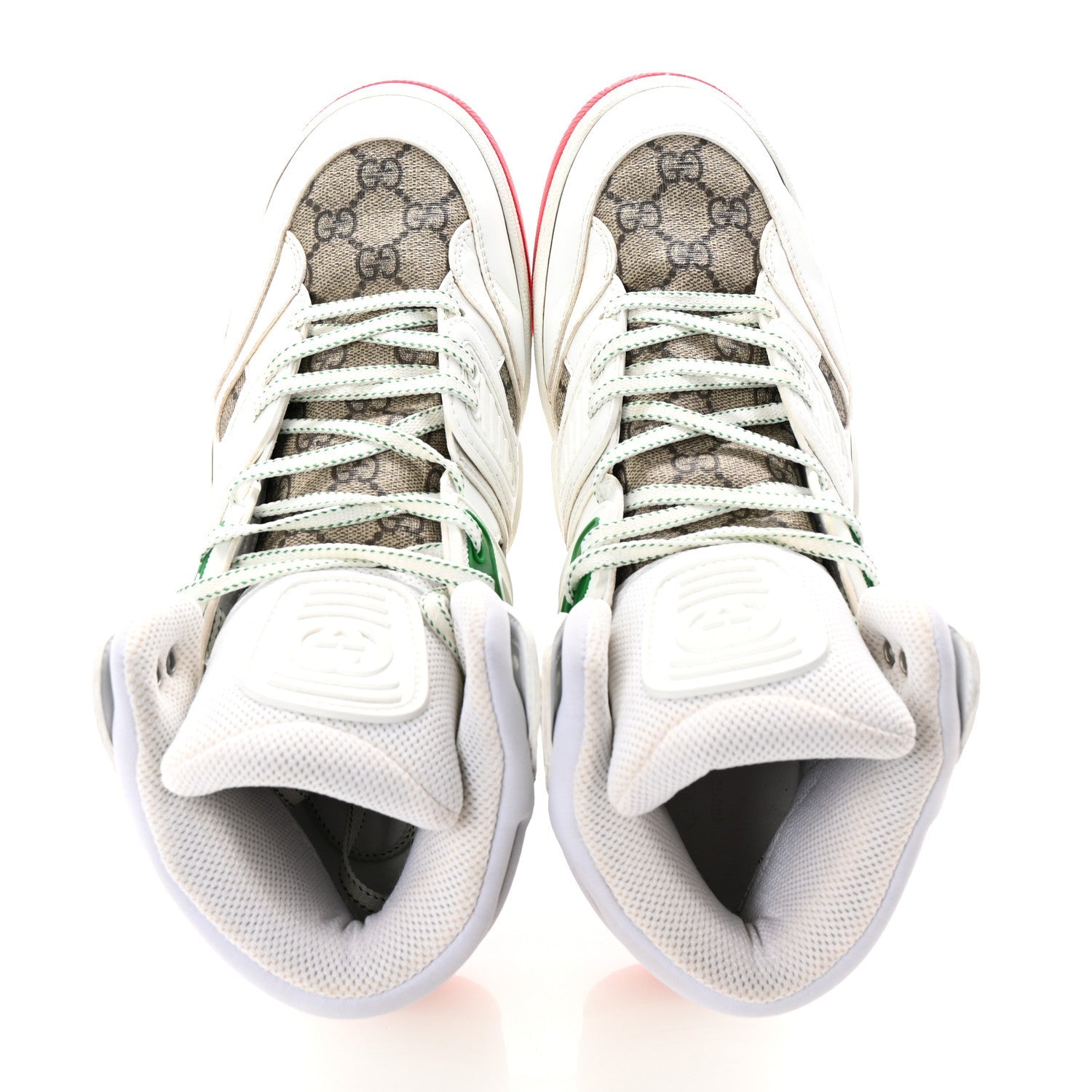 Demetra GG Supreme Monogram Mens Basket High Top Sneakers 8.5 Great White Beige Ebony