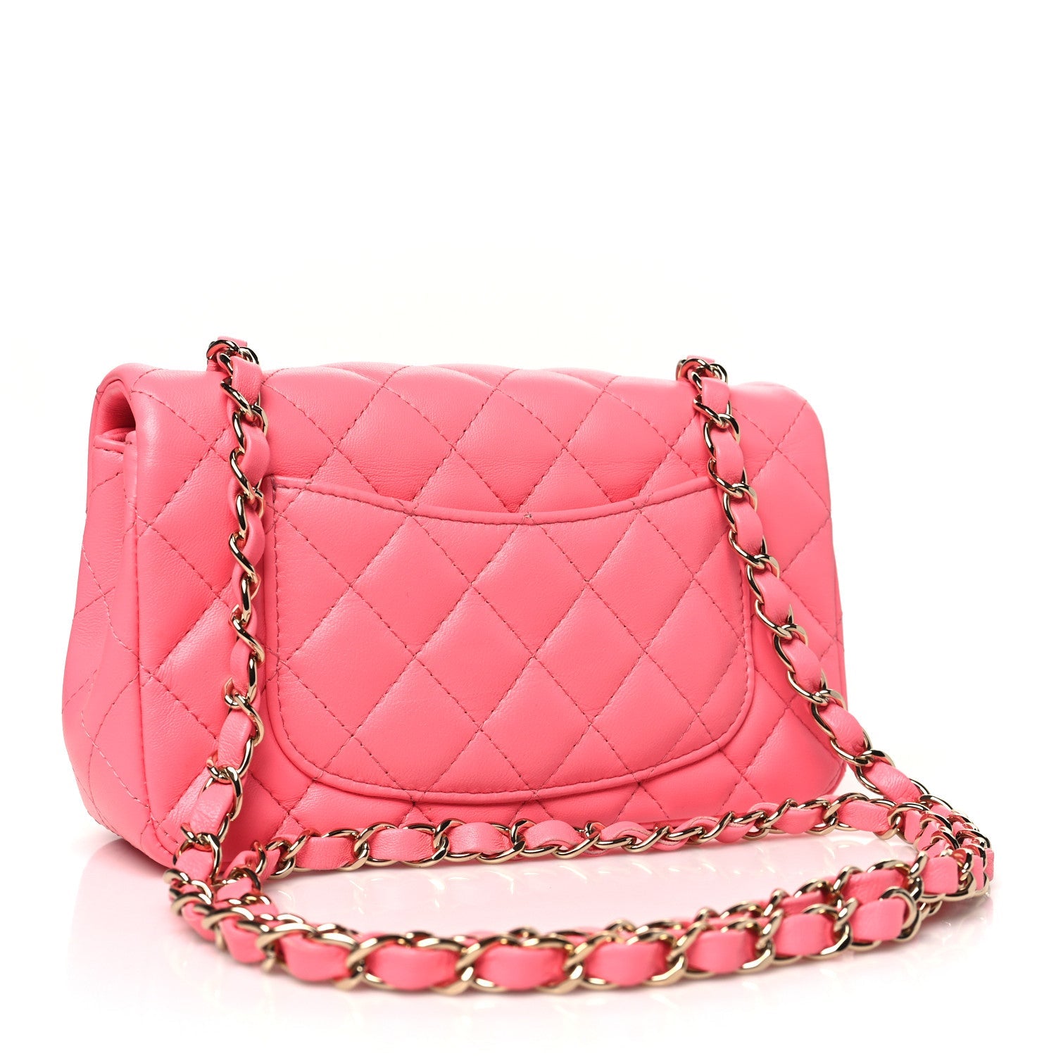 Lambskin Quilted Mini Rectangular Flap Pink