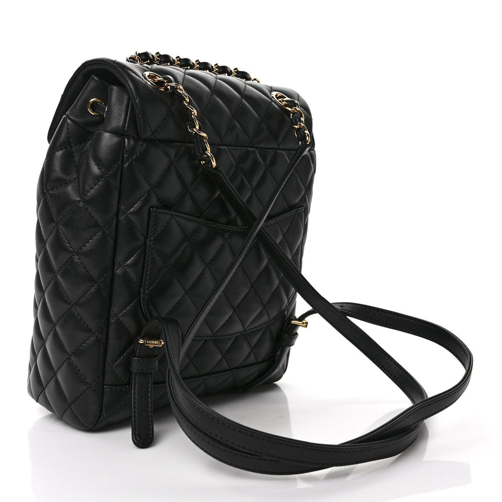 Lambskin Quilted Small Urban Spirit Backpack Black