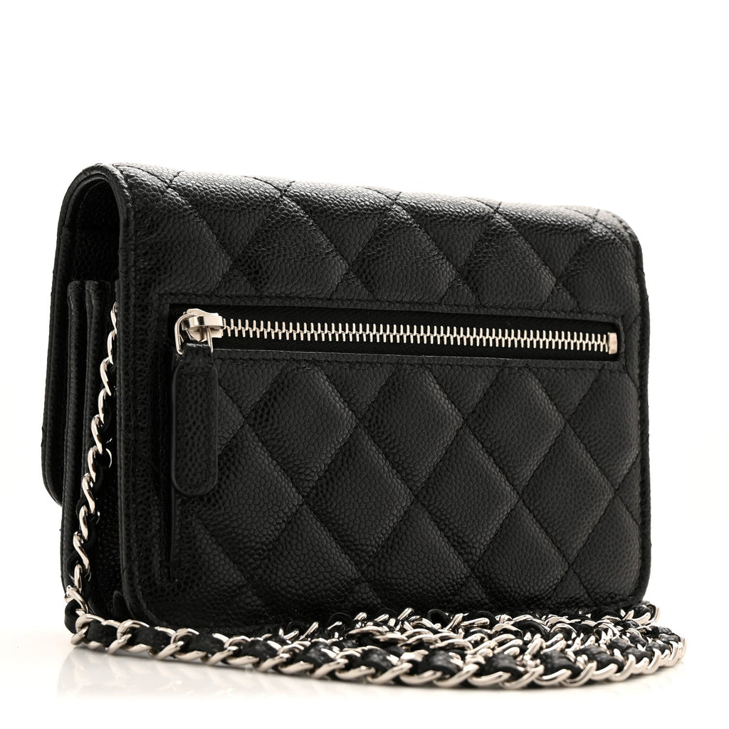 Caviar Quilted Mini Wallet On Chain WOC Black