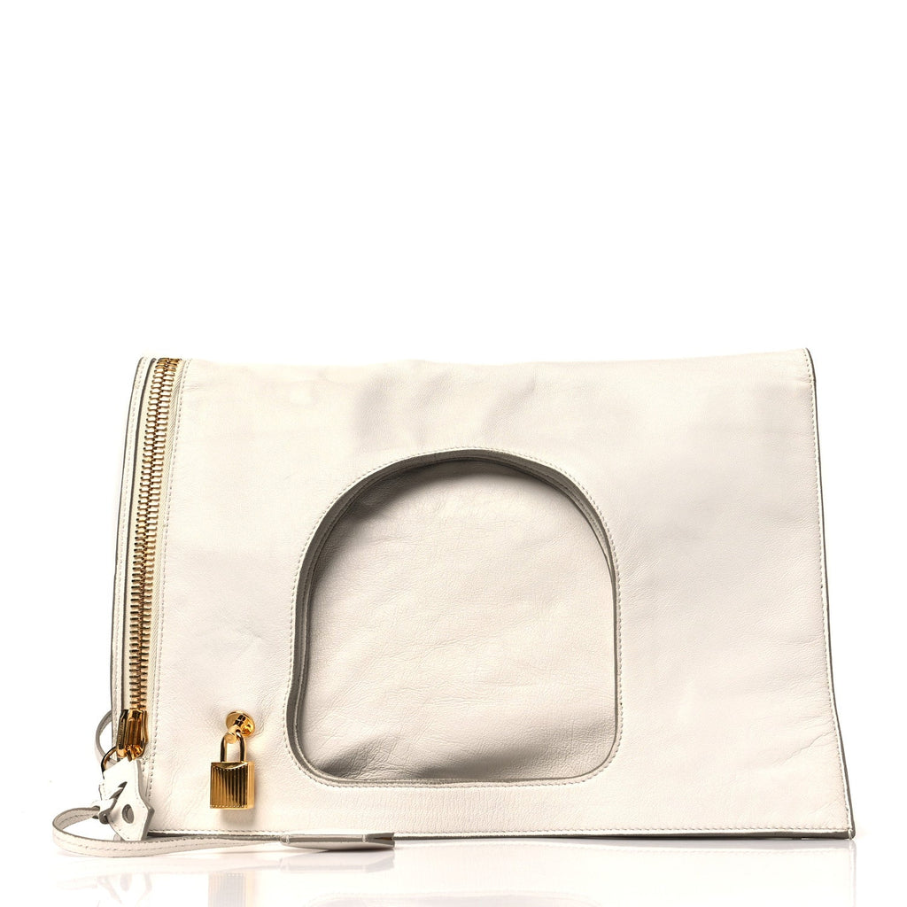 Ramskin Large Alix Padlock Zip Shoulder Bag White