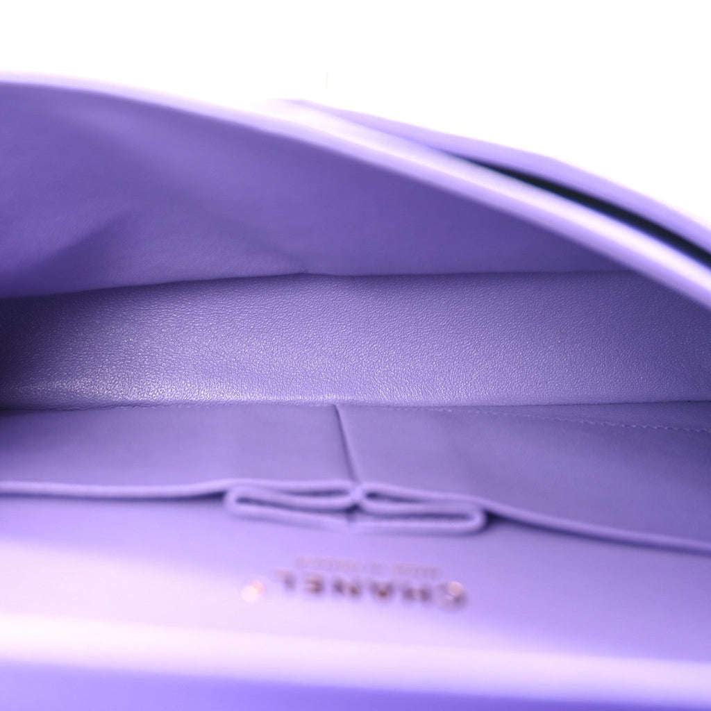 Caviar Quilted Medium Double Flap Purple
