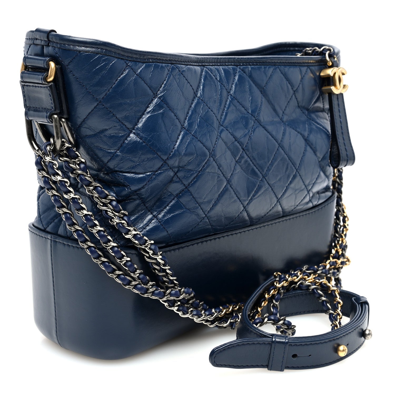 Aged Calfskin Quilted Medium Gabrielle Hobo Blue
