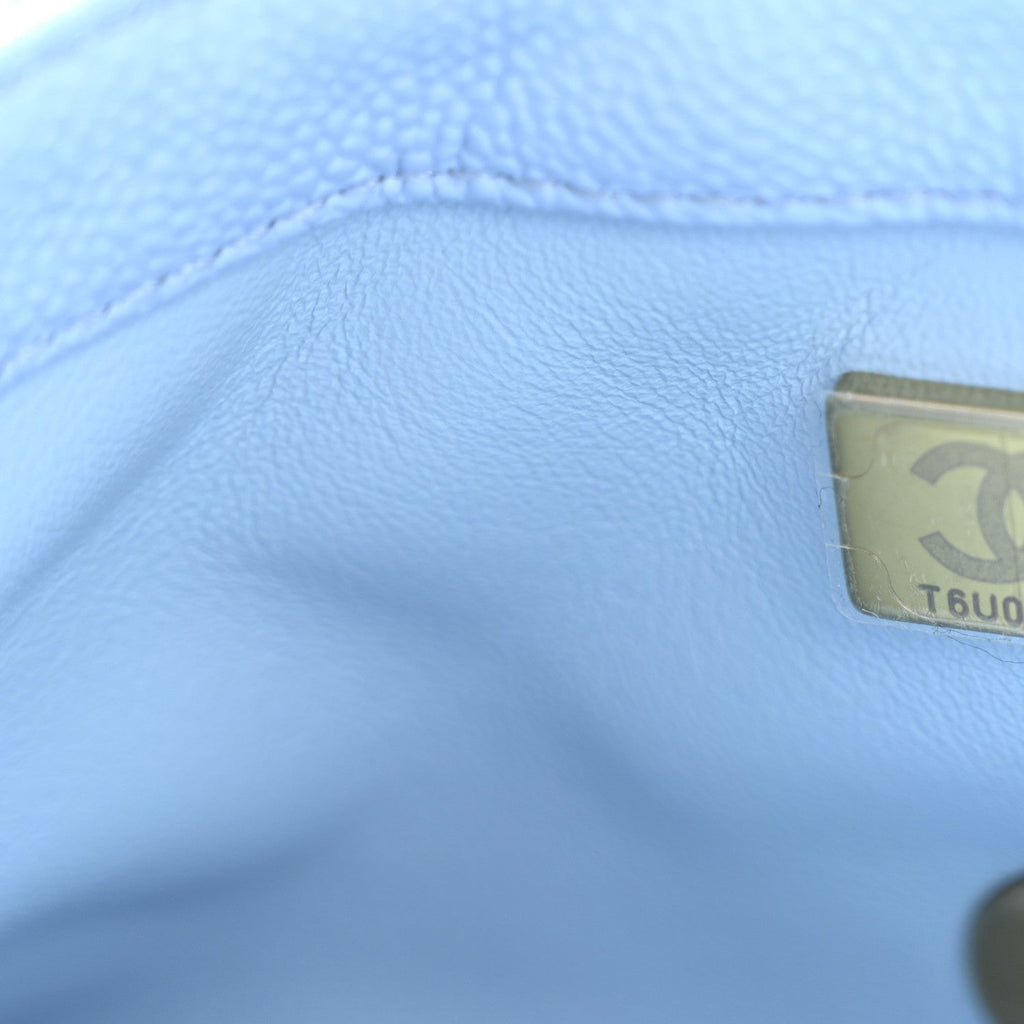 Shiny Caviar Pick Me Up Flap Belt Bag Light Blue