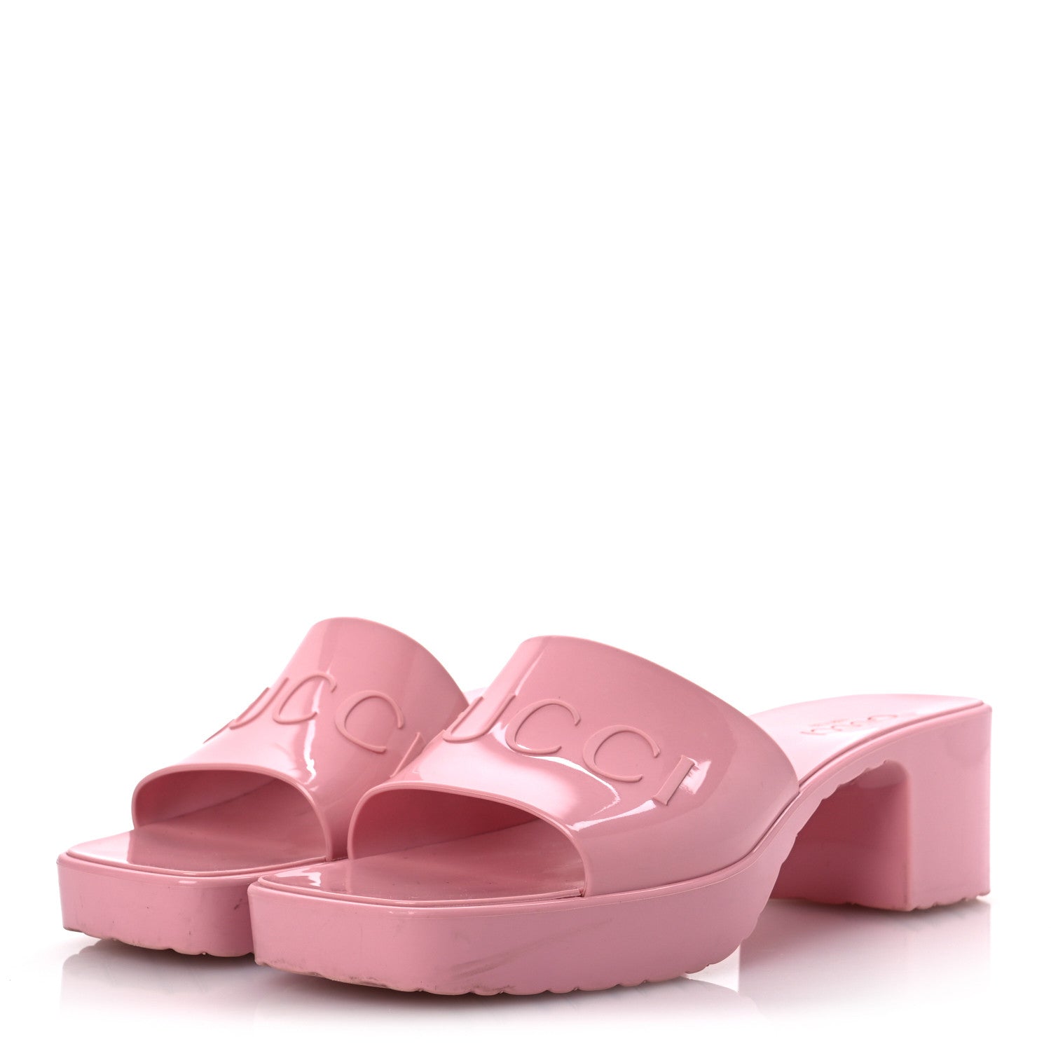 Rubber Gucci Logo Womens Platform 20/60mm Slide Sandals 38 Wild Rose