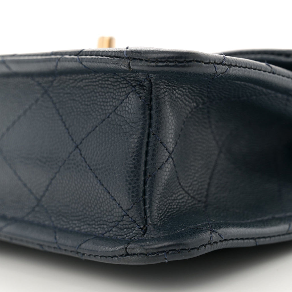 Caviar Quilted Mini Sweet Classic Flap Navy Blue