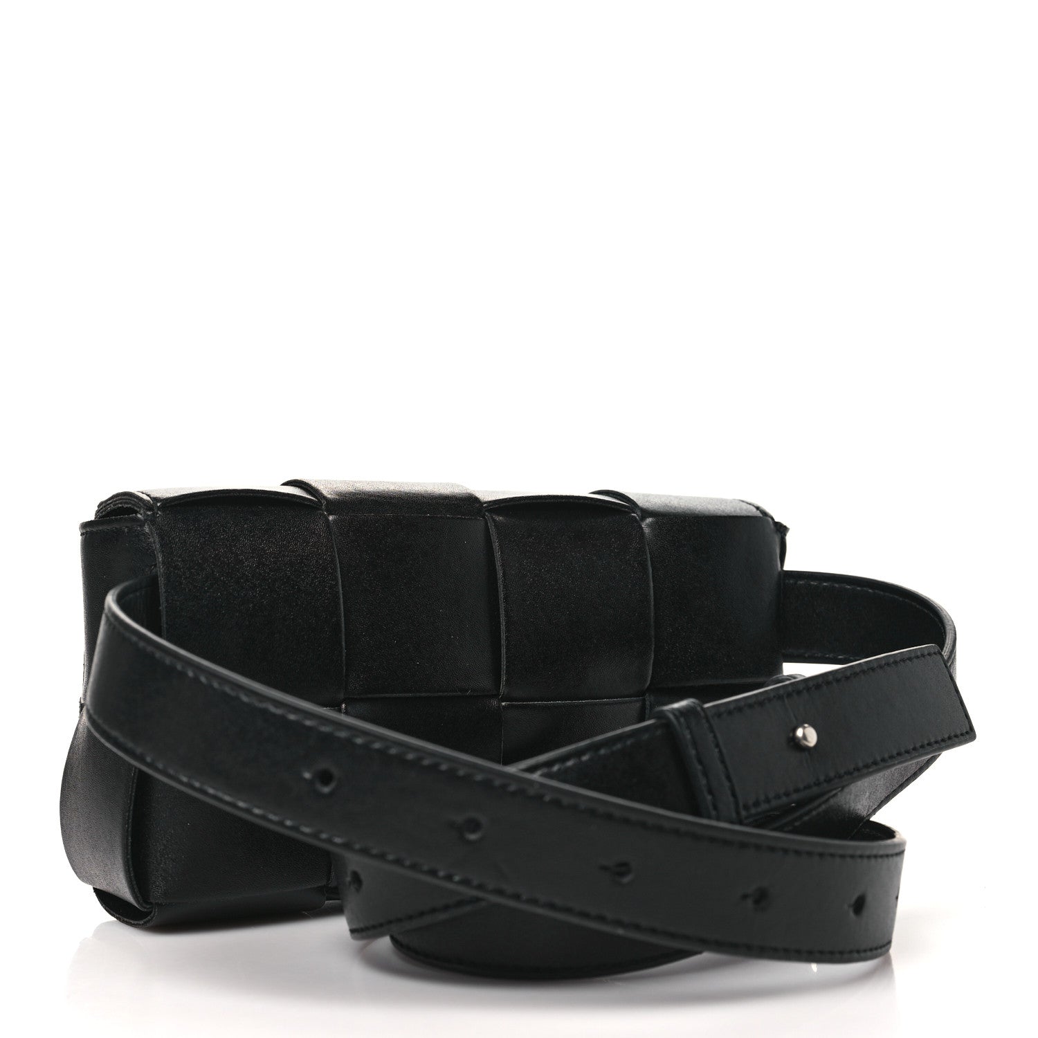 Nappa Maxi Intreccio The Belt Cassette Bag Black