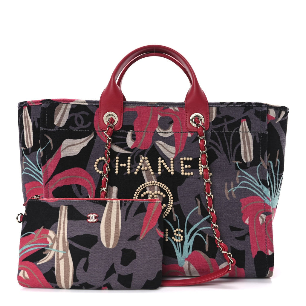 Velvet Calfskin Medium Deauville Tote Pink Multicolor