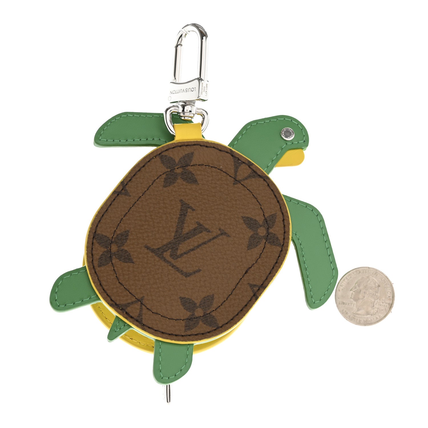 Monogram Calfskin LV Turtle Pouch Bag Charm Brown