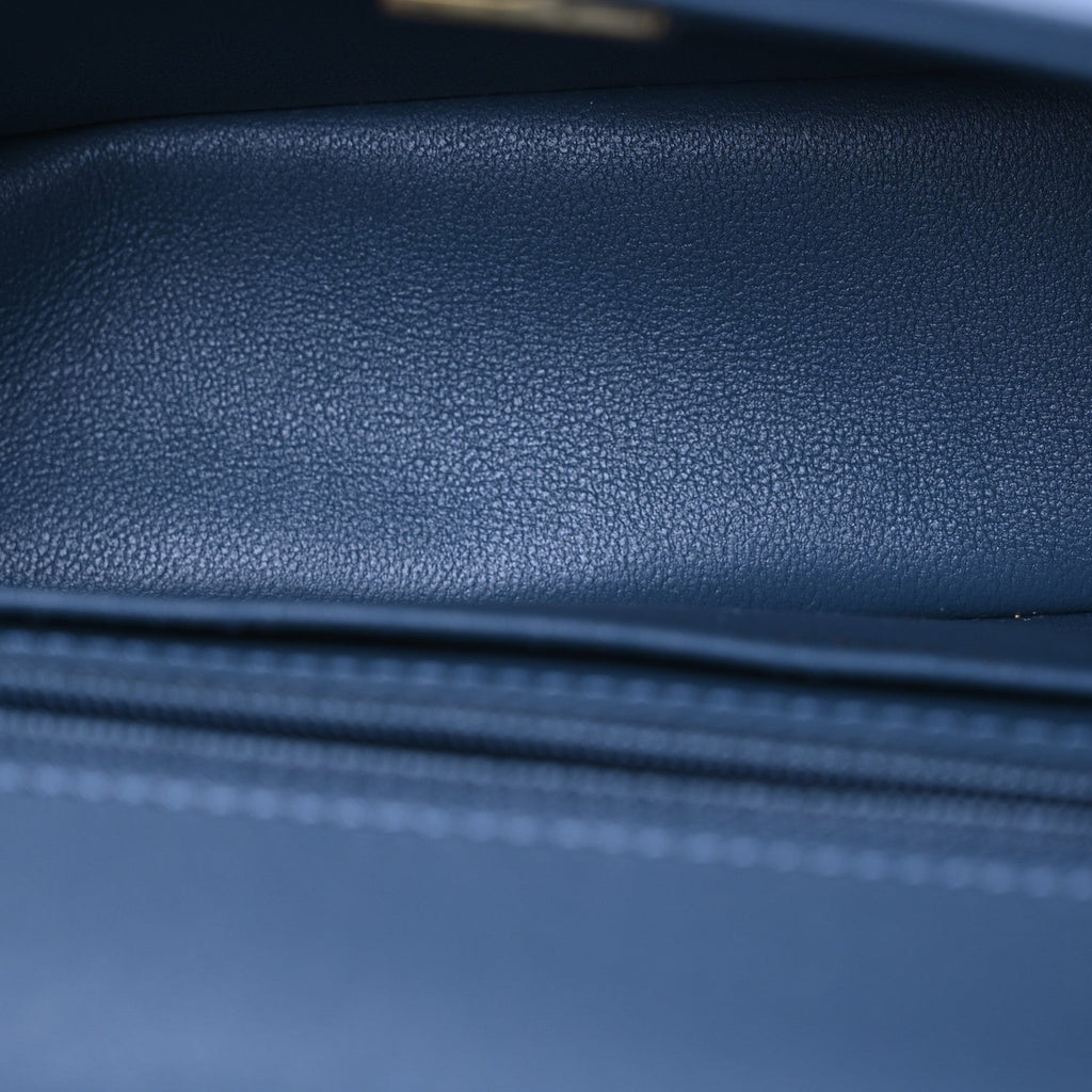 Lambskin Quilted Mini Metal Top Handle Rectangular Flap Blue