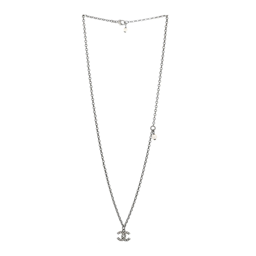 Crystal CC Pendant Necklace Silver