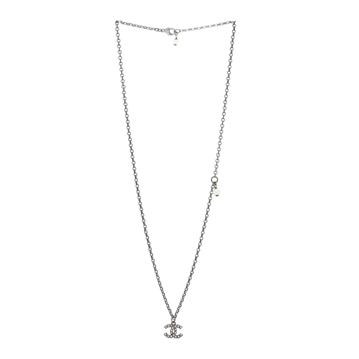 Crystal CC Pendant Necklace Silver