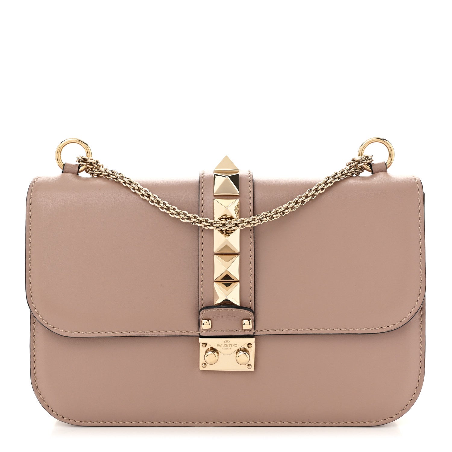 Vitello Medium Glam Lock Rockstud Flap Poudre