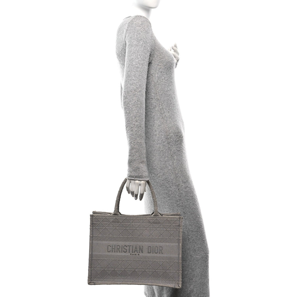 Canvas Embroidered Cannage Medium Book Tote Stone