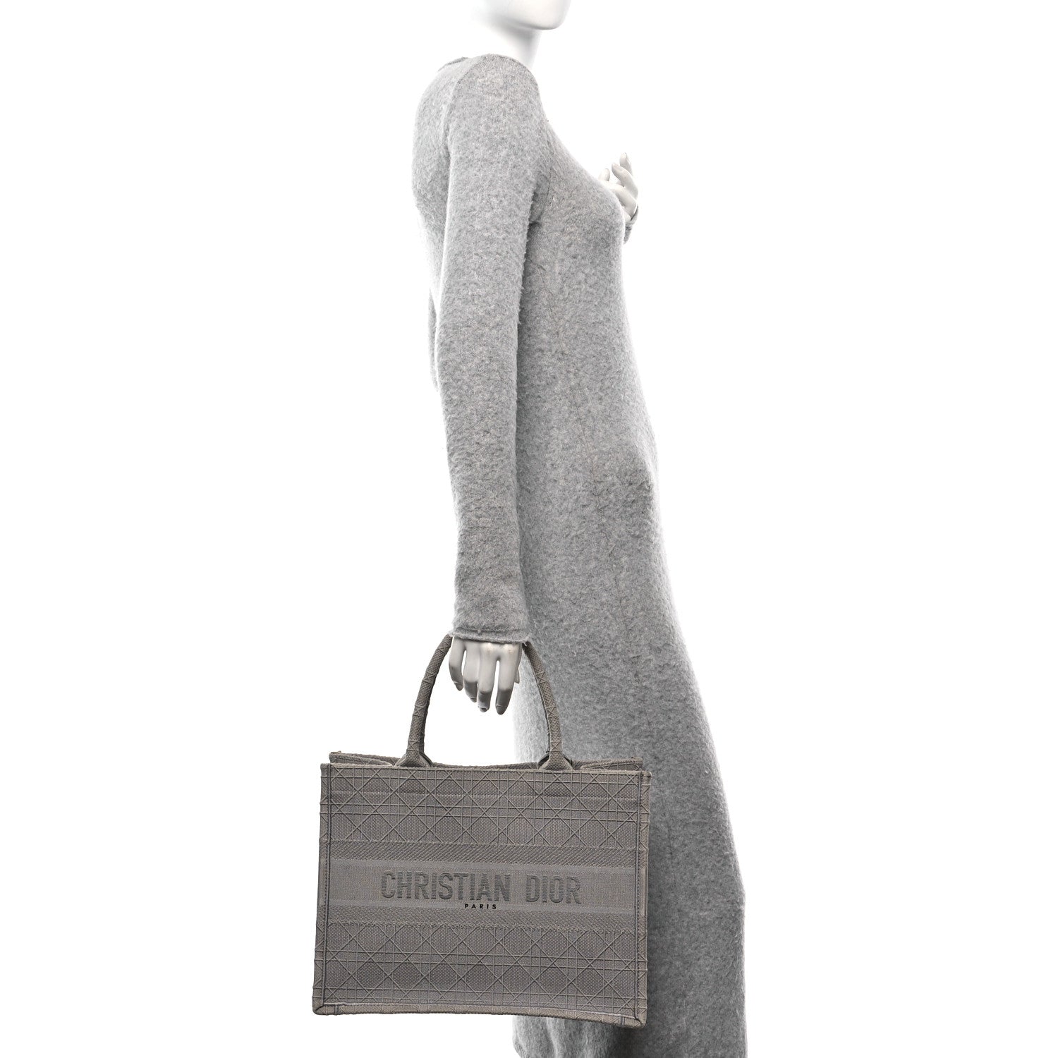 Canvas Embroidered Cannage Medium Book Tote Stone