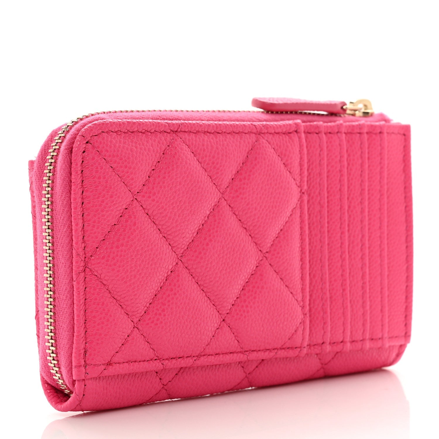 Caviar Quilted CC Zip Around  Holder Pink