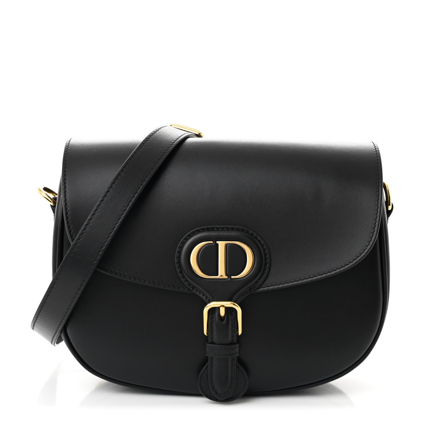 Box Calfskin Medium Bobby Flap Black