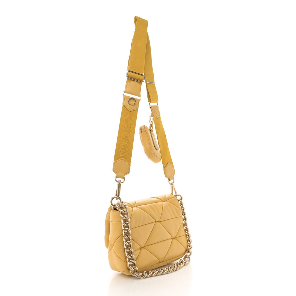 Nappa Re-Nylon Triangle Quilted Patchwork System Flap Shoulder Bag Ginestra