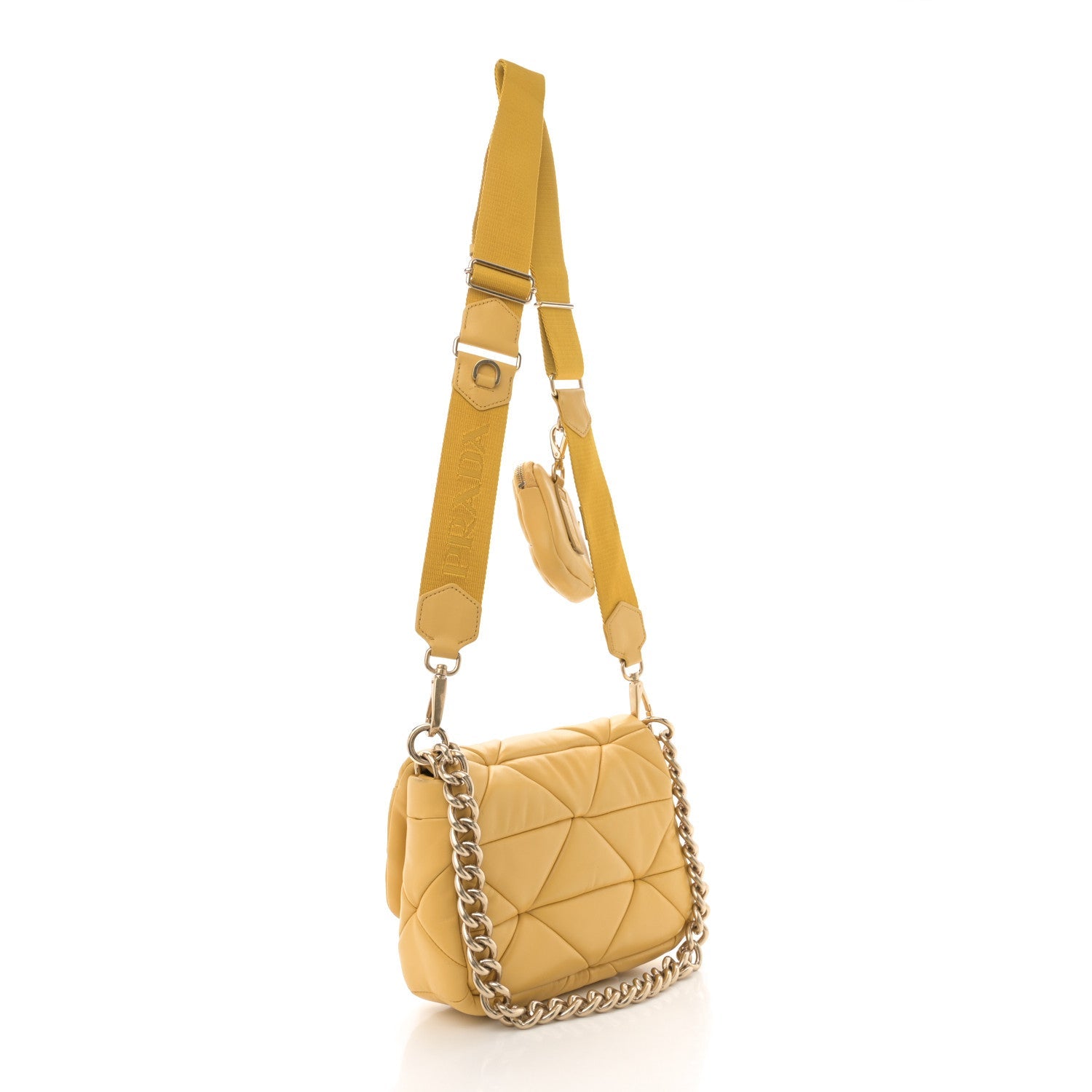 Nappa Re-Nylon Triangle Quilted Patchwork System Flap Shoulder Bag Ginestra