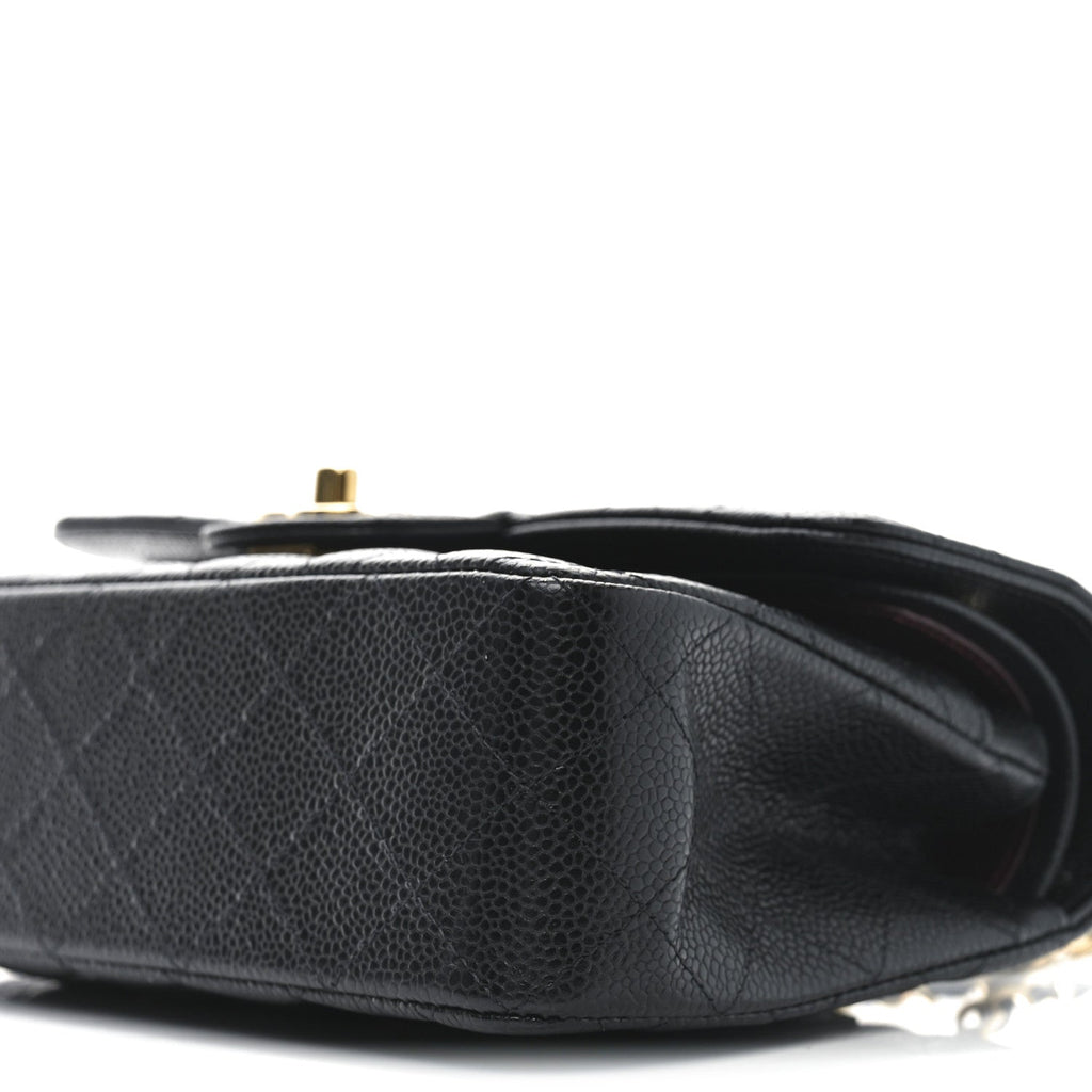 Caviar Quilted Small Double Flap Black