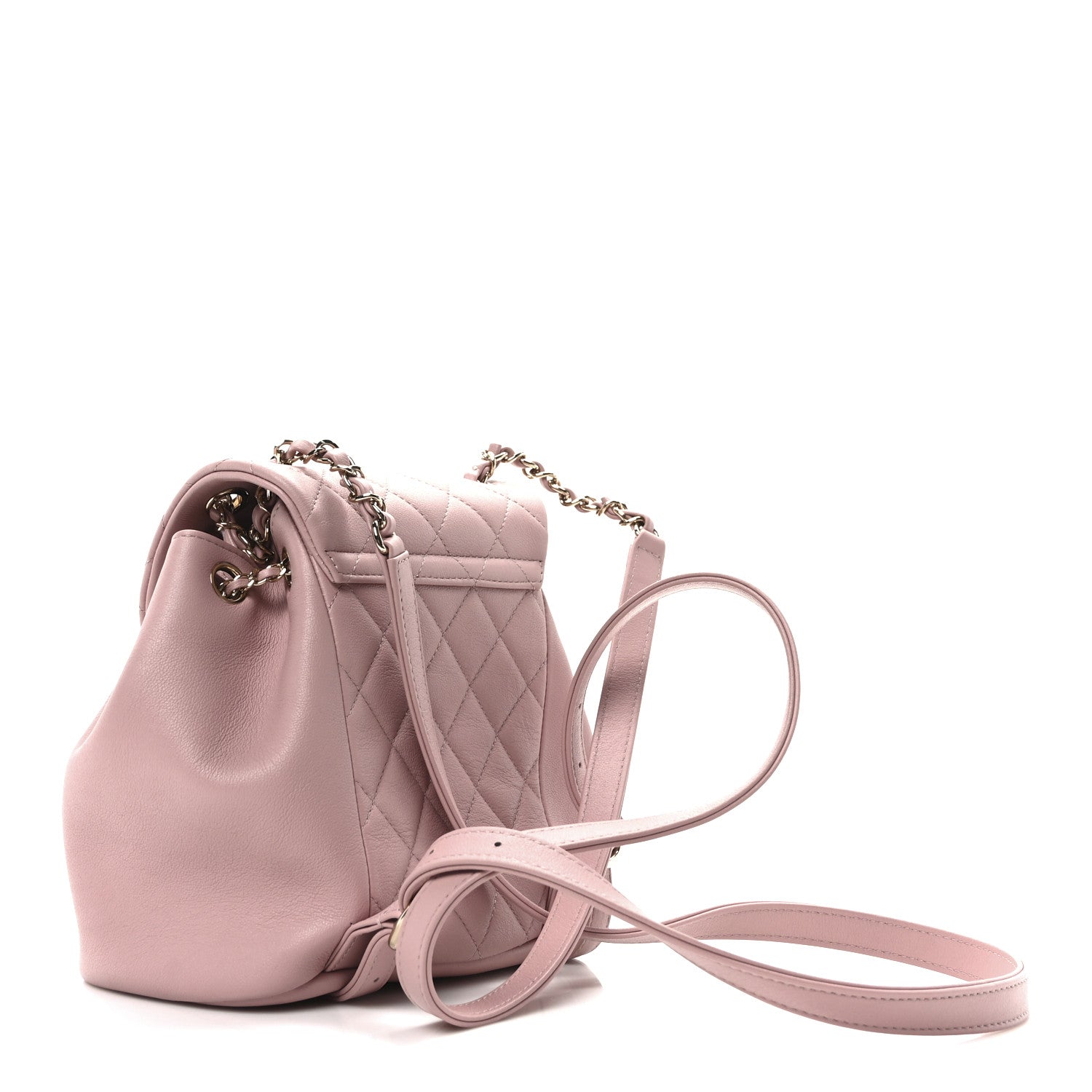Lambskin Quilted Small Duma Drawstring Backpack Light Pink