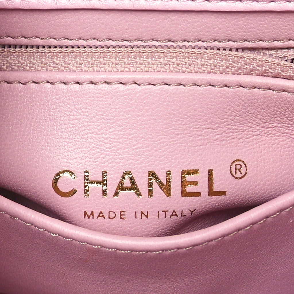 Crumpled Lambskin Quilted Mini CC Links Top Handle Flap Light Pink