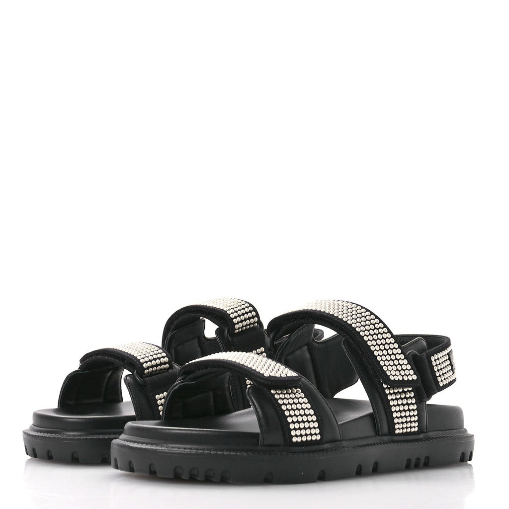 Lambskin Pearl Dioract 10mm Sandals 35 Black