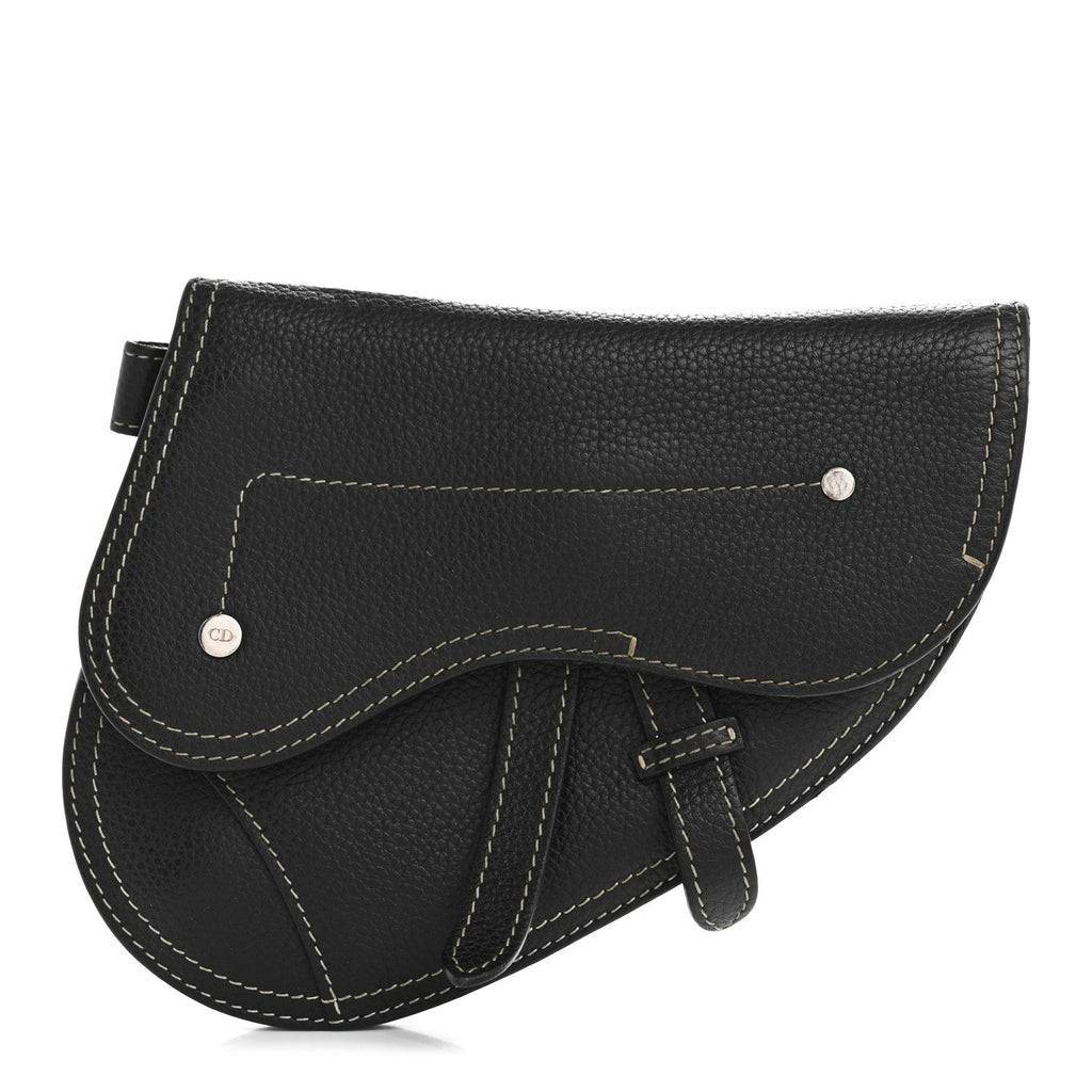 X KAWS Grained Calfskin Saddle Wristlet Black