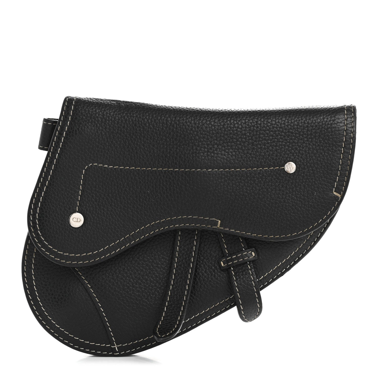 X KAWS Grained Calfskin Saddle Wristlet Black