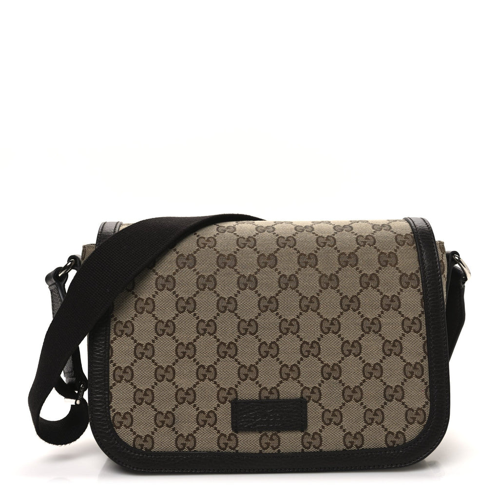 Monogram Flap Messenger Bag Beige Dark Brown
