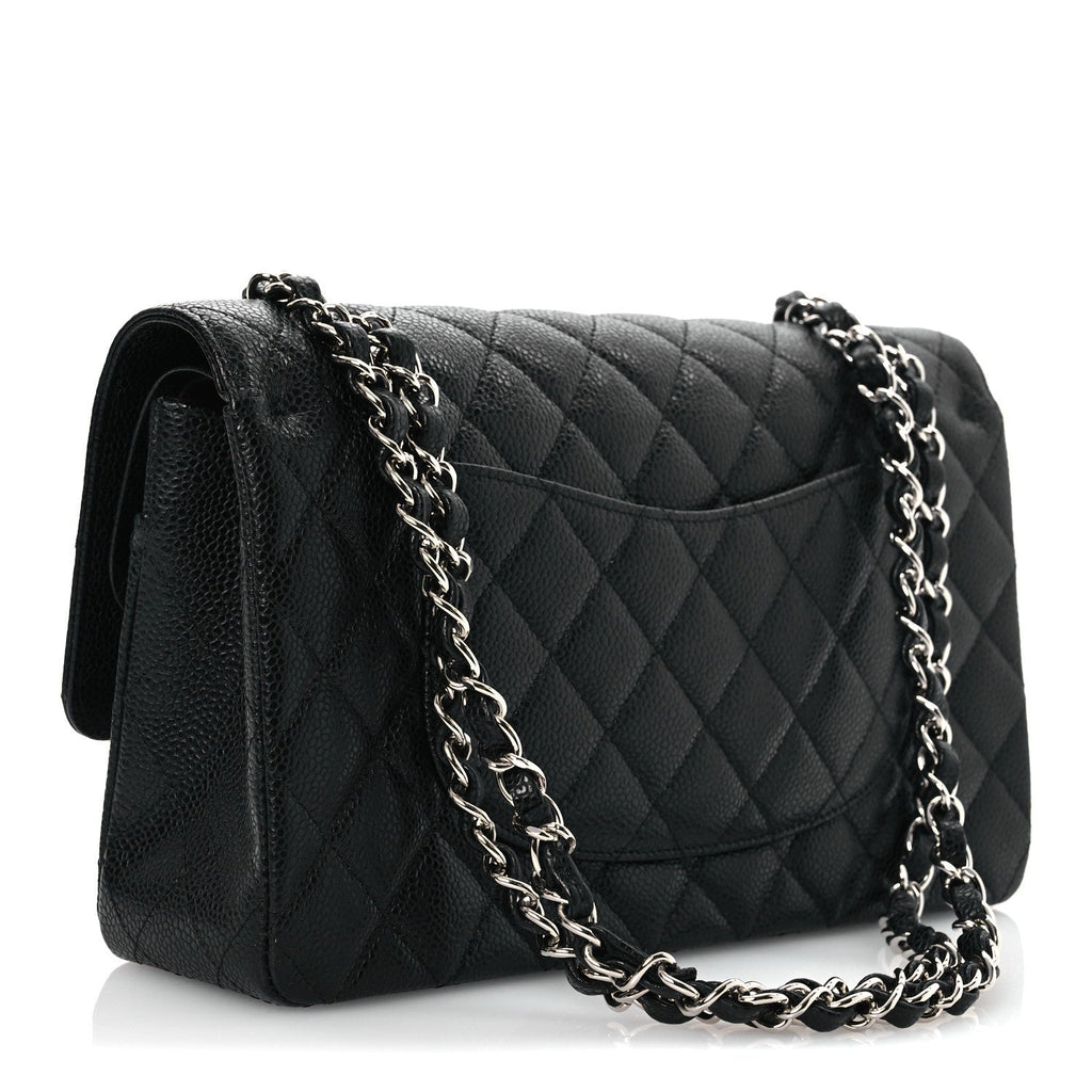 Caviar Quilted Medium Double Flap Black