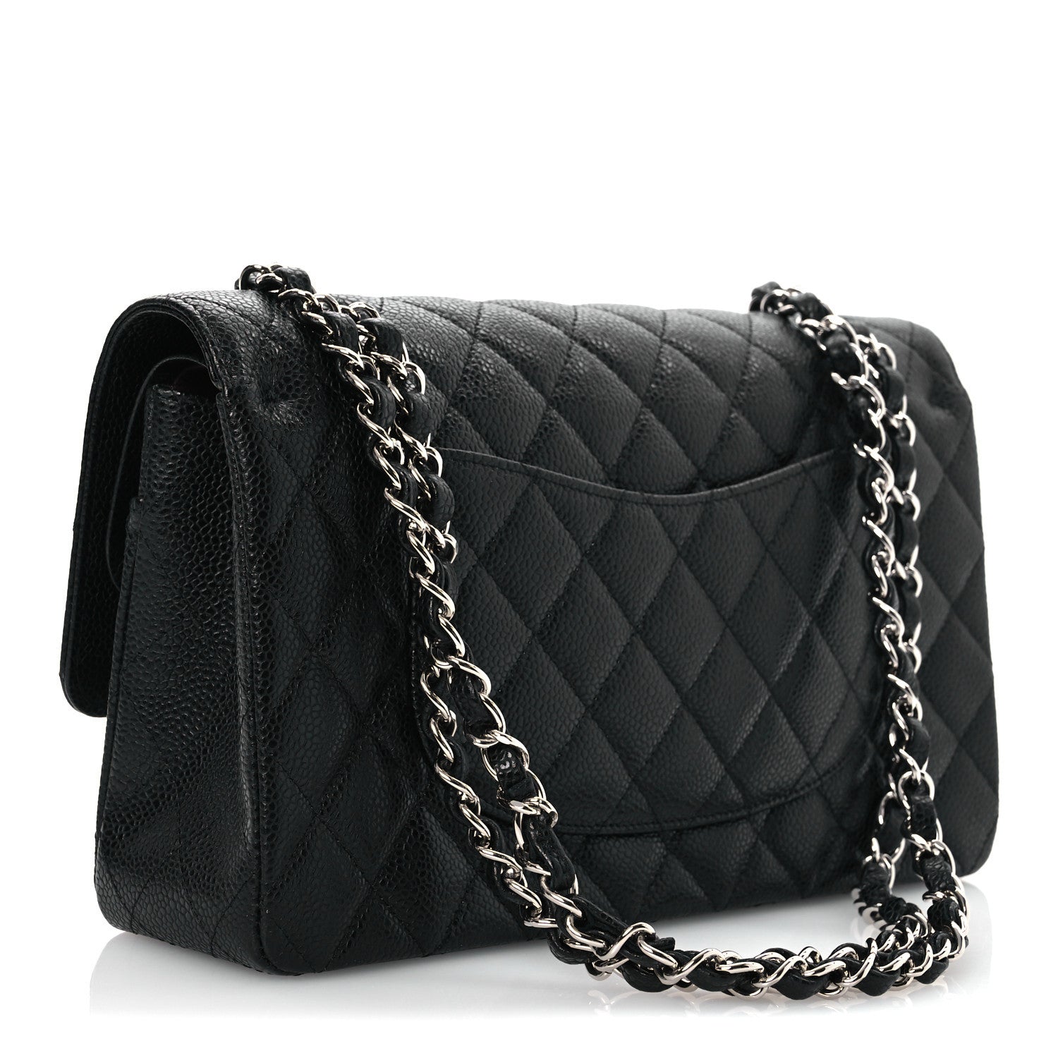 Caviar Quilted Medium Double Flap Black