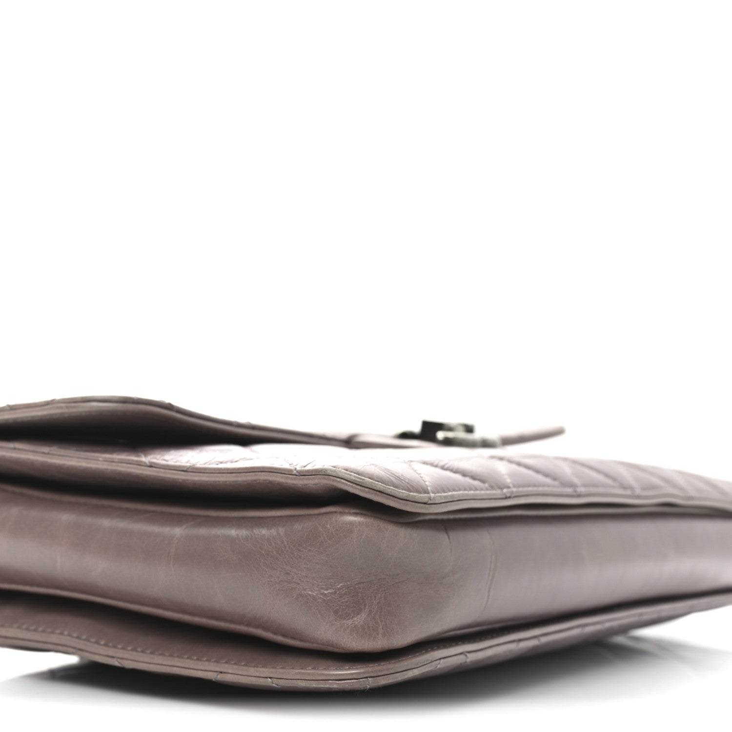 Glazed Calfskin Quilted Large Perfect Edge Flap Light Pink
