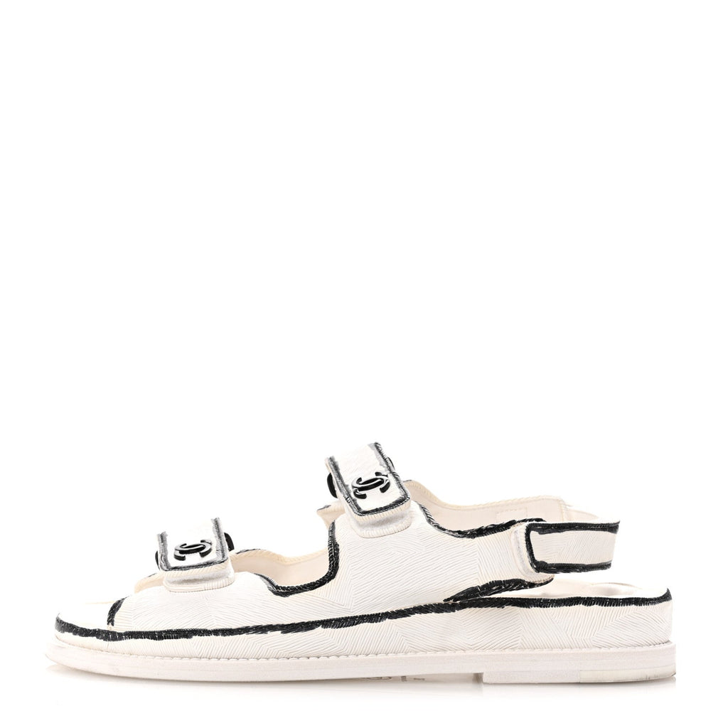Calfskin Printed Velcro Dad Sandals 39 White Black