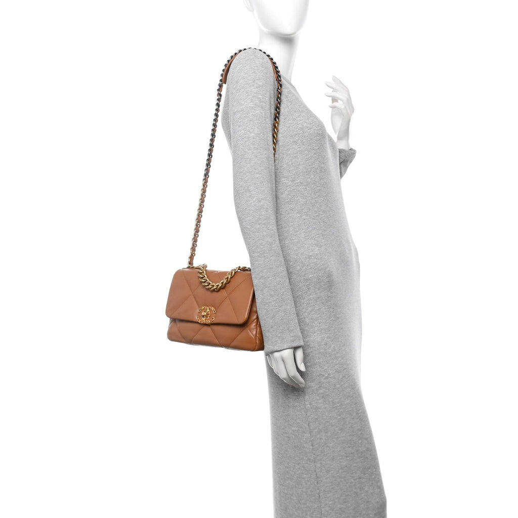 Lambskin Quilted Medium Chanel 19 Flap Brown