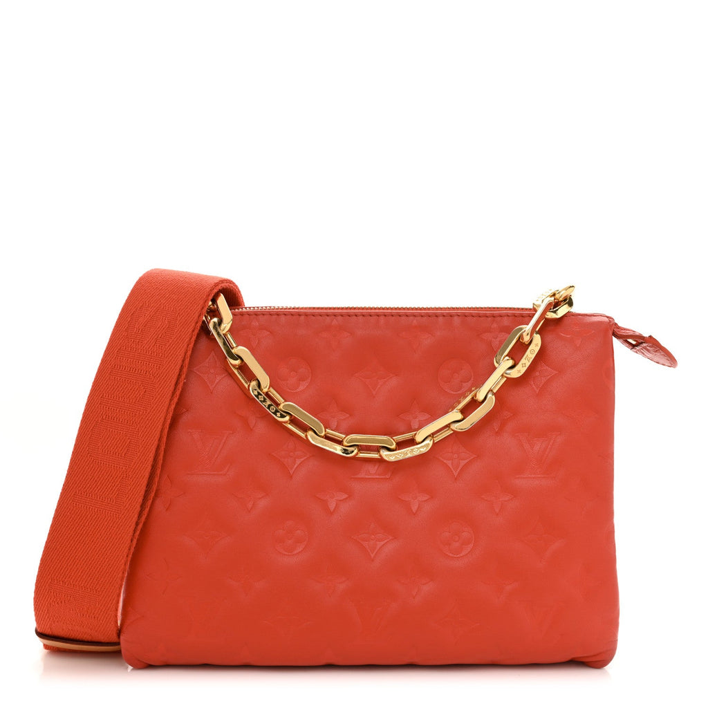 Lambskin Embossed Monogram Coussin PM Red