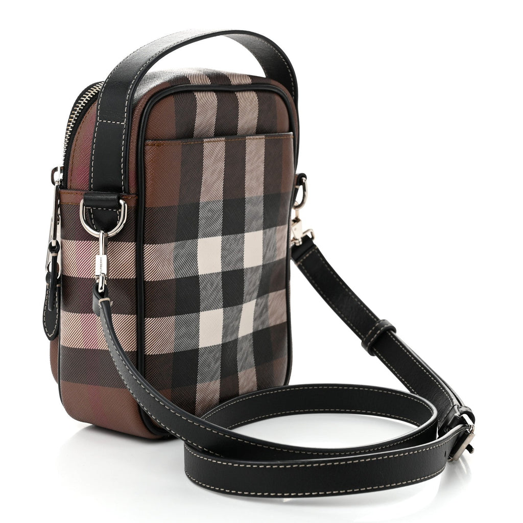 House Check Canvas Calfskin Wyatt Crossbody Dark Birch Brown