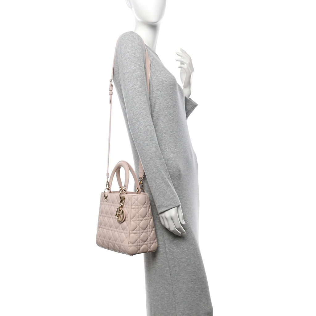 Lambskin Cannage Medium Lady Dior Light Pink