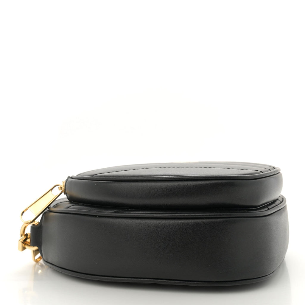 Calfskin Matelasse Diagonal Mini Interlocking G Heart Shoulder Bag Black