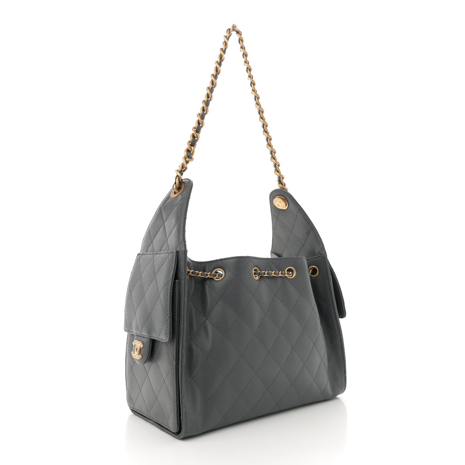 Caviar Quilted Small Chanel 25 Handbag Dark Grey