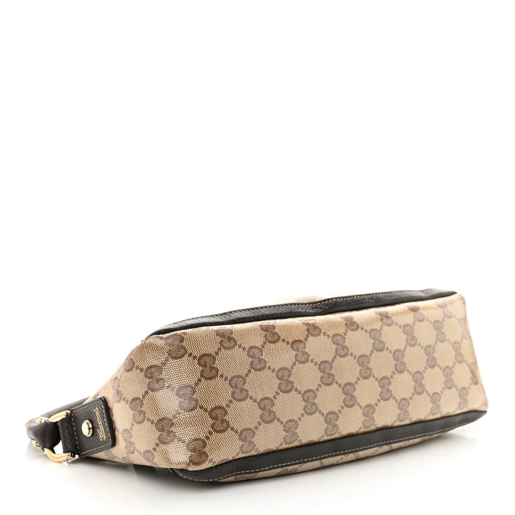 Crystal Monogram Small D Ring Gold Hobo Brown