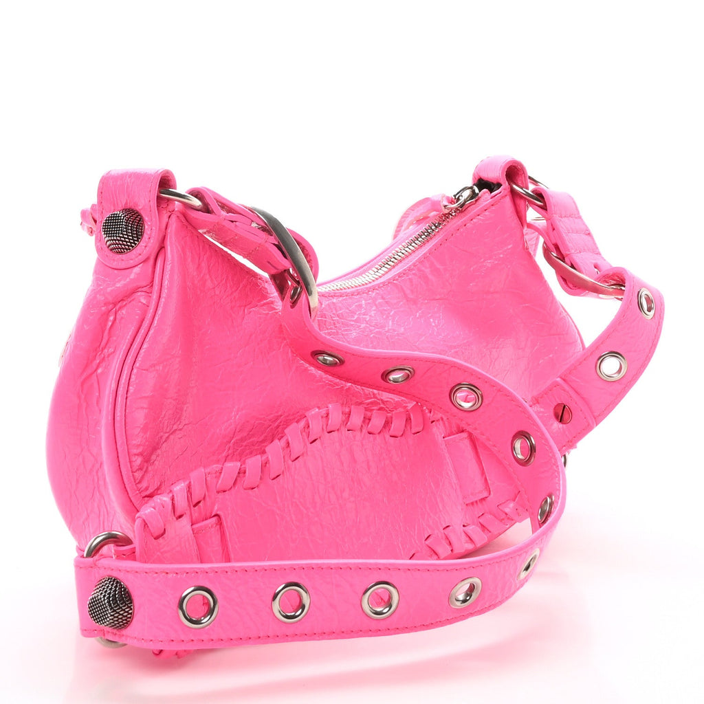 Agneau Arena Le Cagole Shoulder Bag XS Fluo Pink