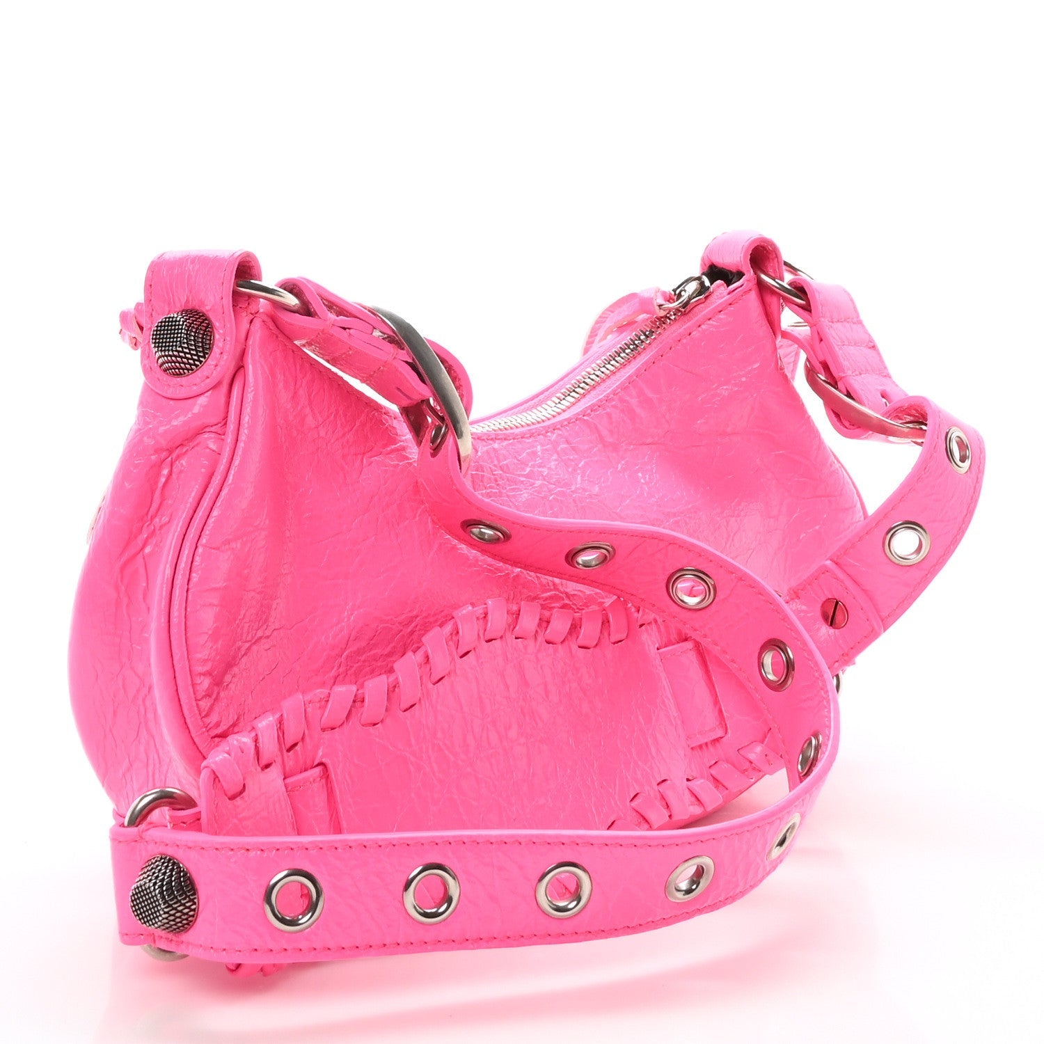 Agneau Arena Le Cagole Shoulder Bag XS Fluo Pink