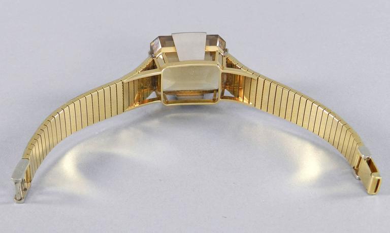 Vintage 1970's Retro Style Eszeha Smoky Citrine Gold Bracelet and Ring Set